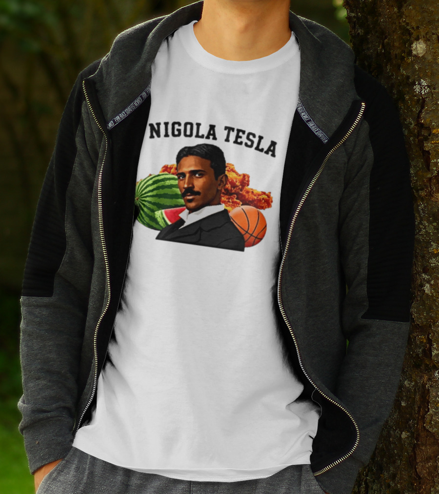 Nigola Tesla Watermelon Fried Chicken Basketball Fusion T-Shirt
