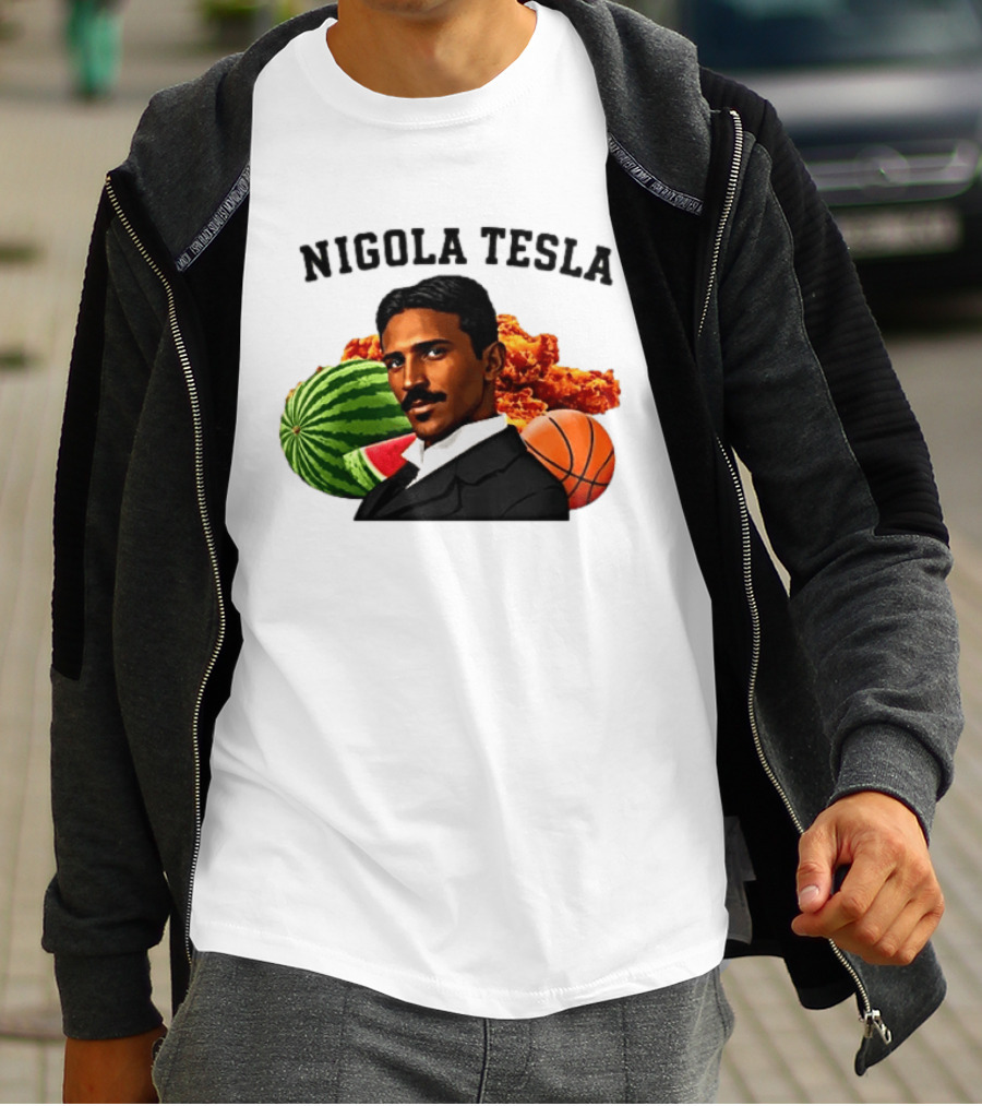 Nigola Tesla Watermelon Fried Chicken Basketball Fusion T-Shirt