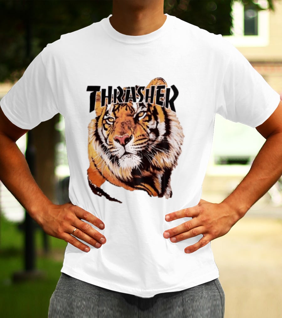 Tiger Thrasher Magazine Wildlife Nature Animal Orange Color T-Shirt