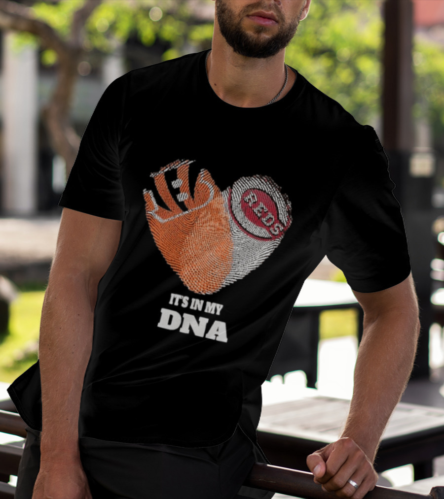 Bengals Reds It's In My DNA Handprint Football Baseball Fan Gear T-Shirt