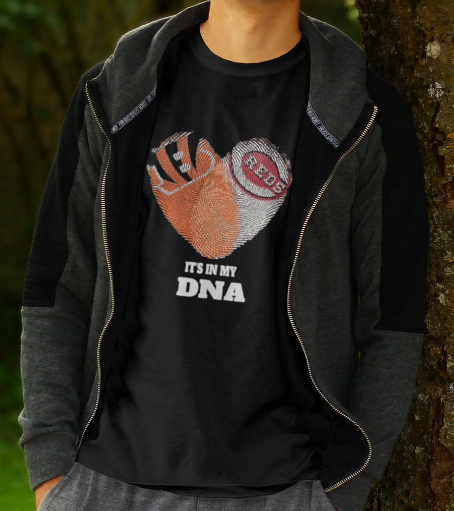 Bengals Reds It's In My DNA Handprint Football Baseball Fan Gear T-Shirt