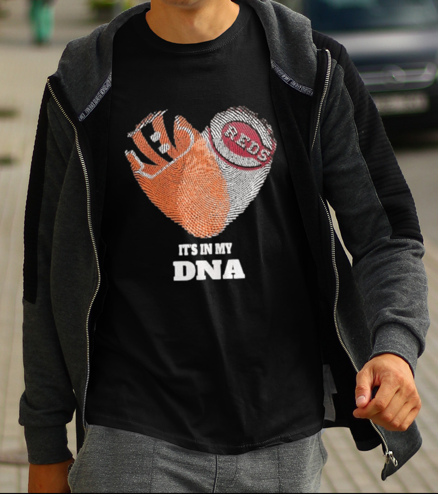 Bengals Reds It's In My DNA Handprint Football Baseball Fan Gear T-Shirt