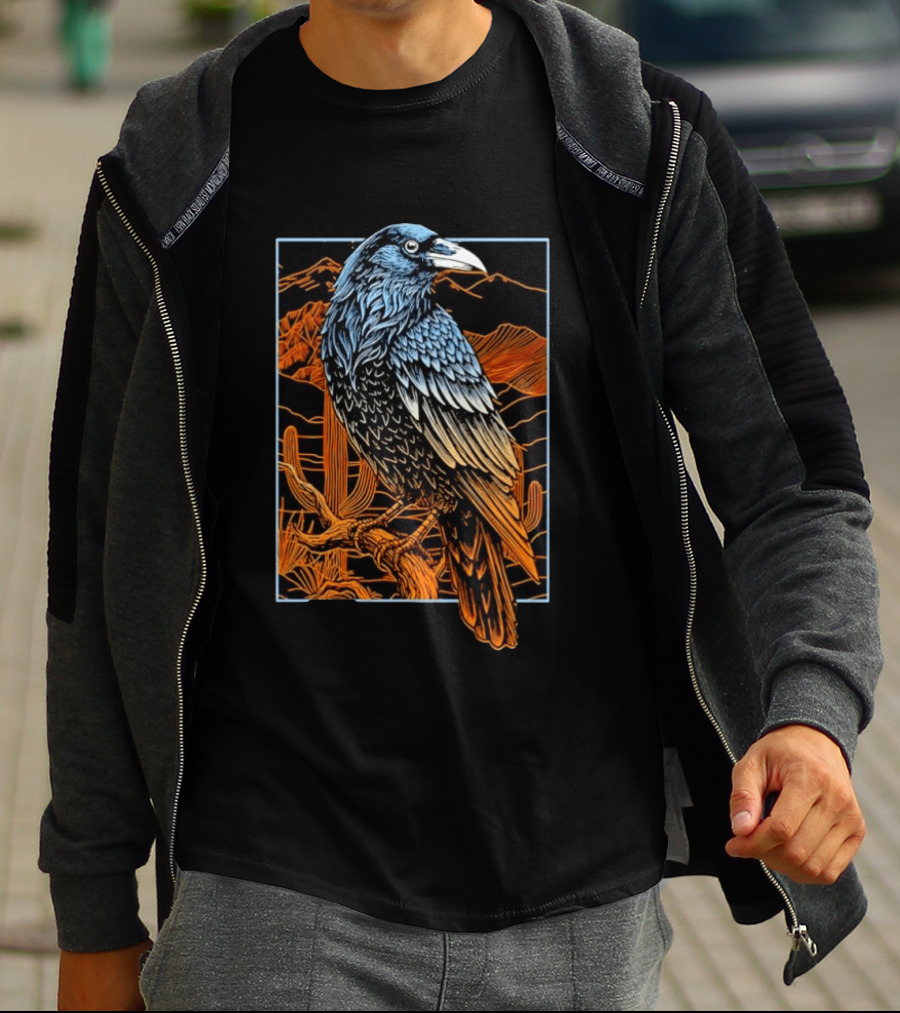 Raven In Southwest Desert Landscape Wildlife Nature Scene T-Shirt