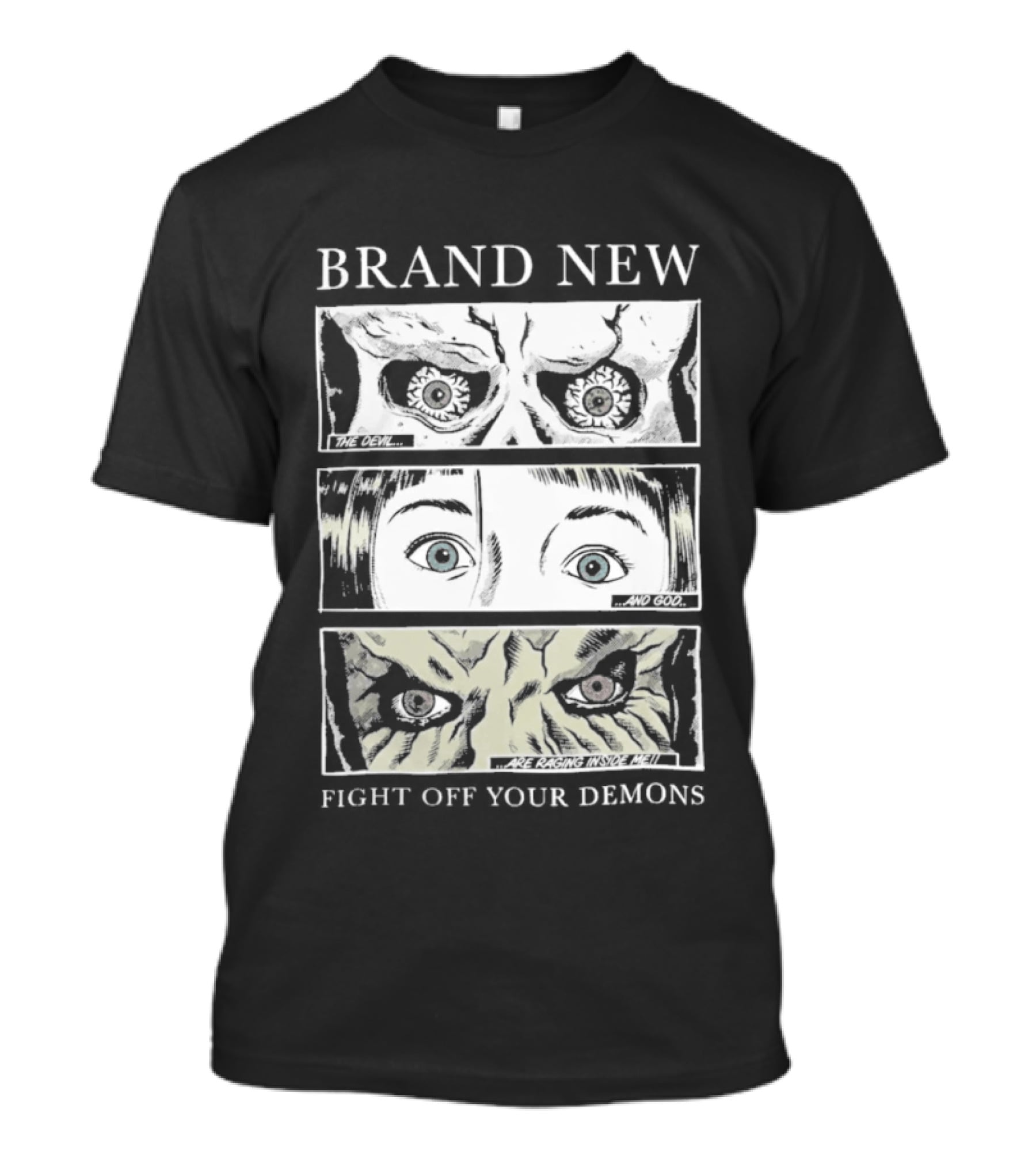 BRAND NEW Fight Off Your Demons Comic Panel Eyes T-Shirt