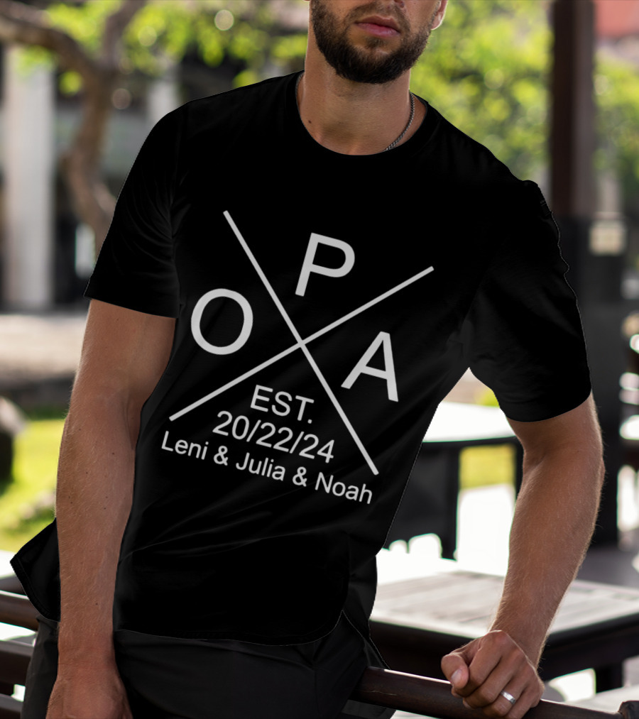 Original Opa Est 2022 2024 Leni Julia Noah Father's Day T-Shirt