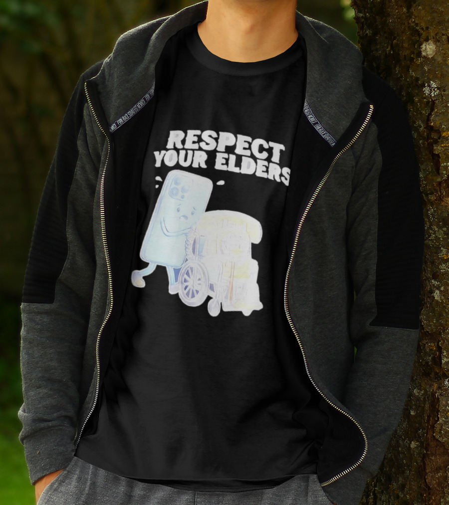Respect Your Elders Smartphone And Vintage Telephone T-Shirt