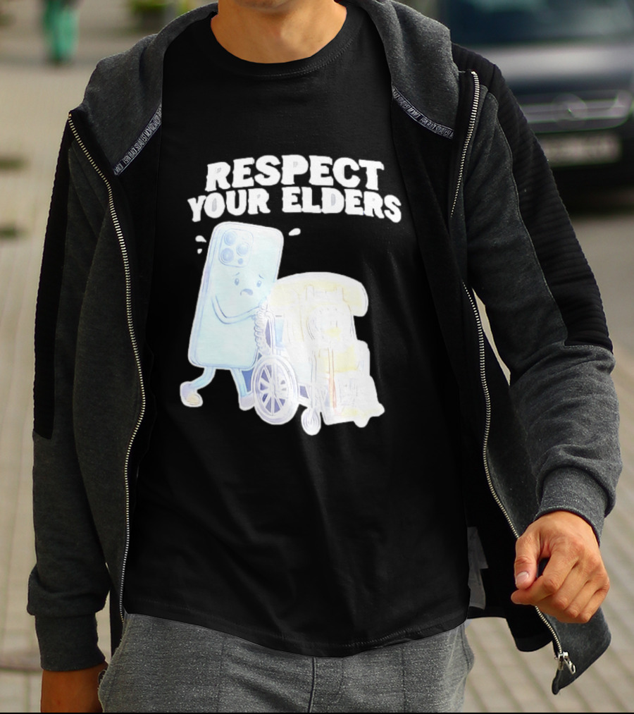 Respect Your Elders Smartphone And Vintage Telephone T-Shirt