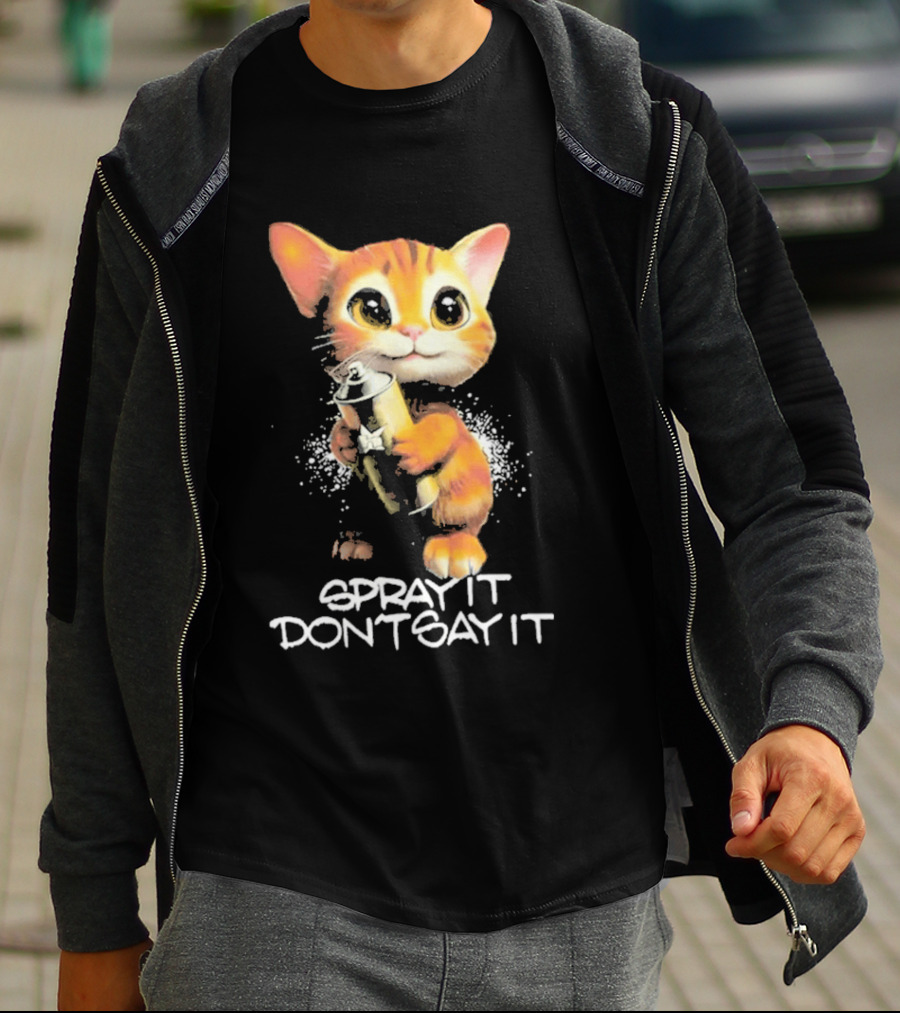 Huf Clothing Spray It Don't Say It Orange Cat With Paintbrush T-Shirt