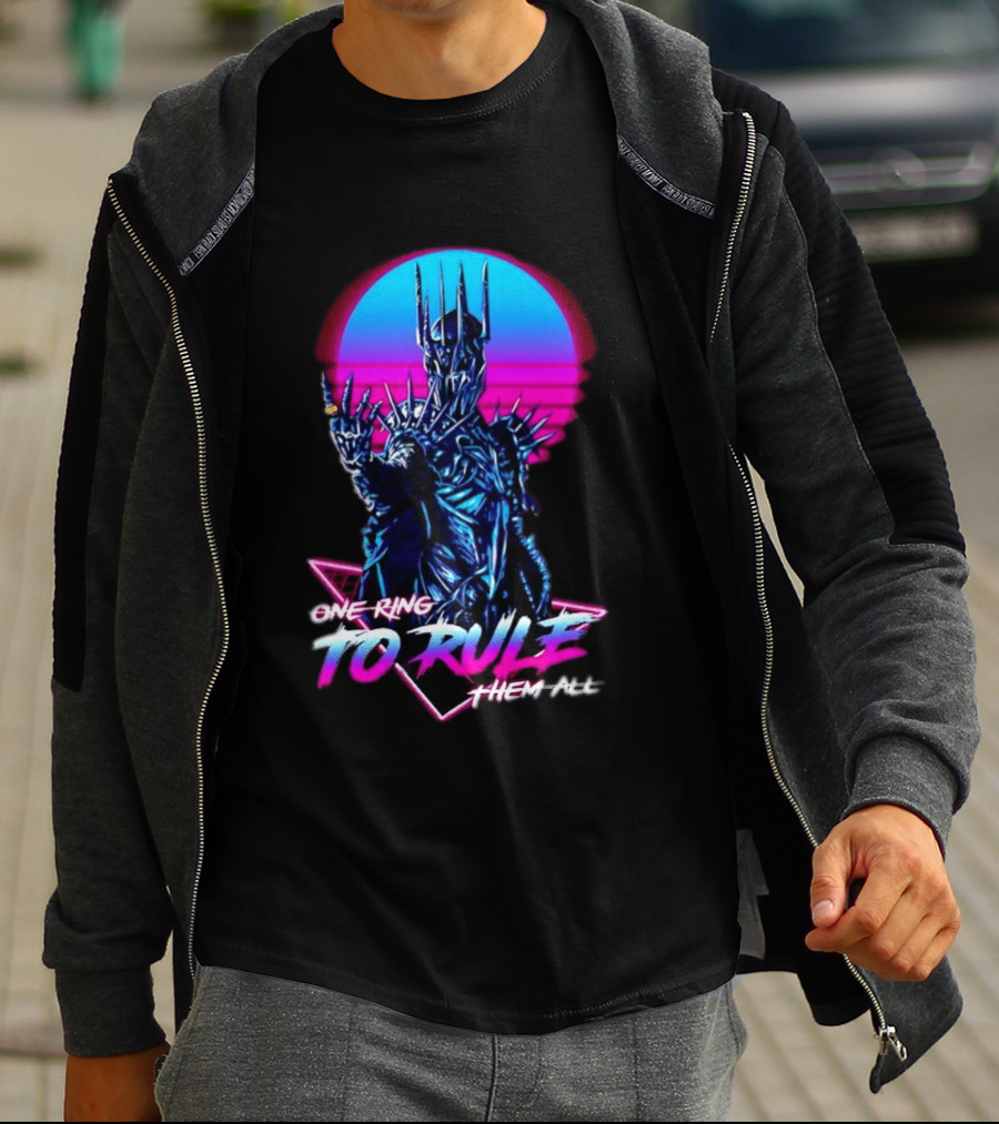 Sauron One Ring To Rule Them All Retro Pink Neon Lord Of The Rings T-Shirt