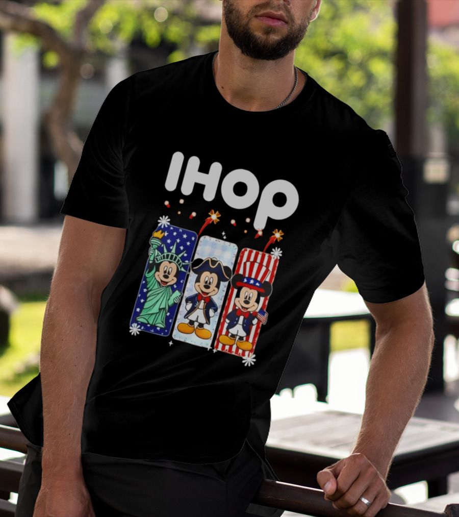 IHOP Mickey Mouse Statue Of Liberty Colonial Patriotic Independence Day T-Shirt
