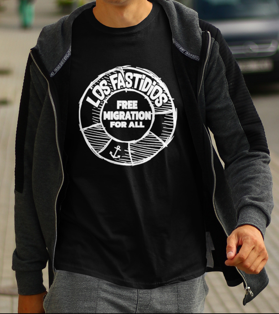 Los Fastidios Free Migration For All Lifebuoy Anchor T-Shirt