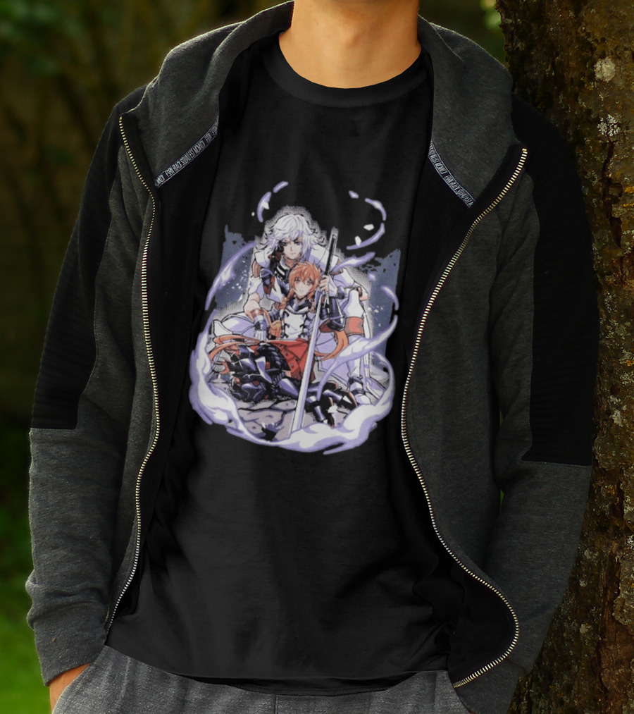 Tragic Couple Heart Anime Fantasy Duo With Sword And Armor T-Shirt