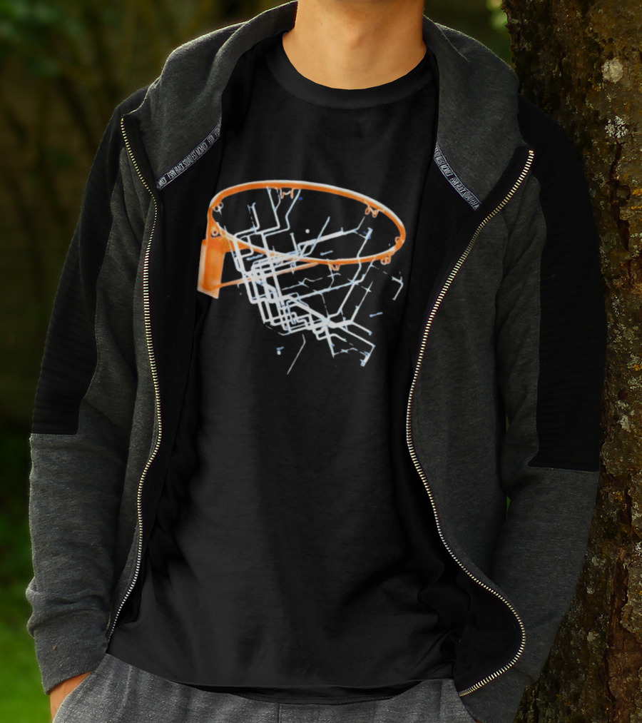 New York City Subway Map Basketball Hoop The Bronx Manhattan Queens T-Shirt
