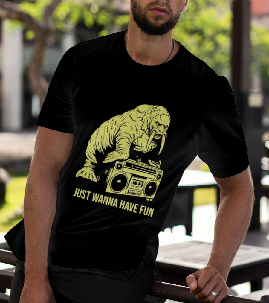 Walrus DJ Just Wanna Have Fun With Boombox T-Shirt
