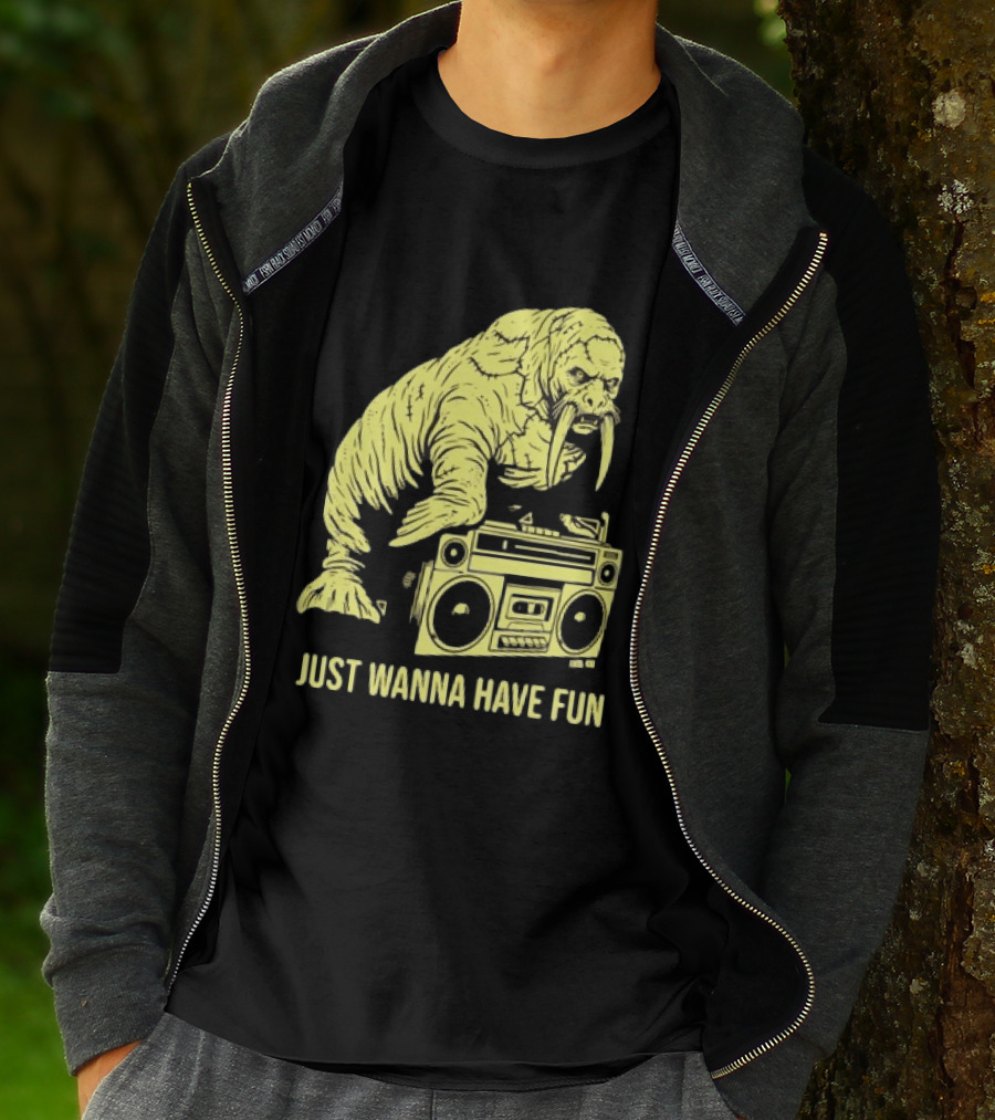 Walrus DJ Just Wanna Have Fun With Boombox T-Shirt