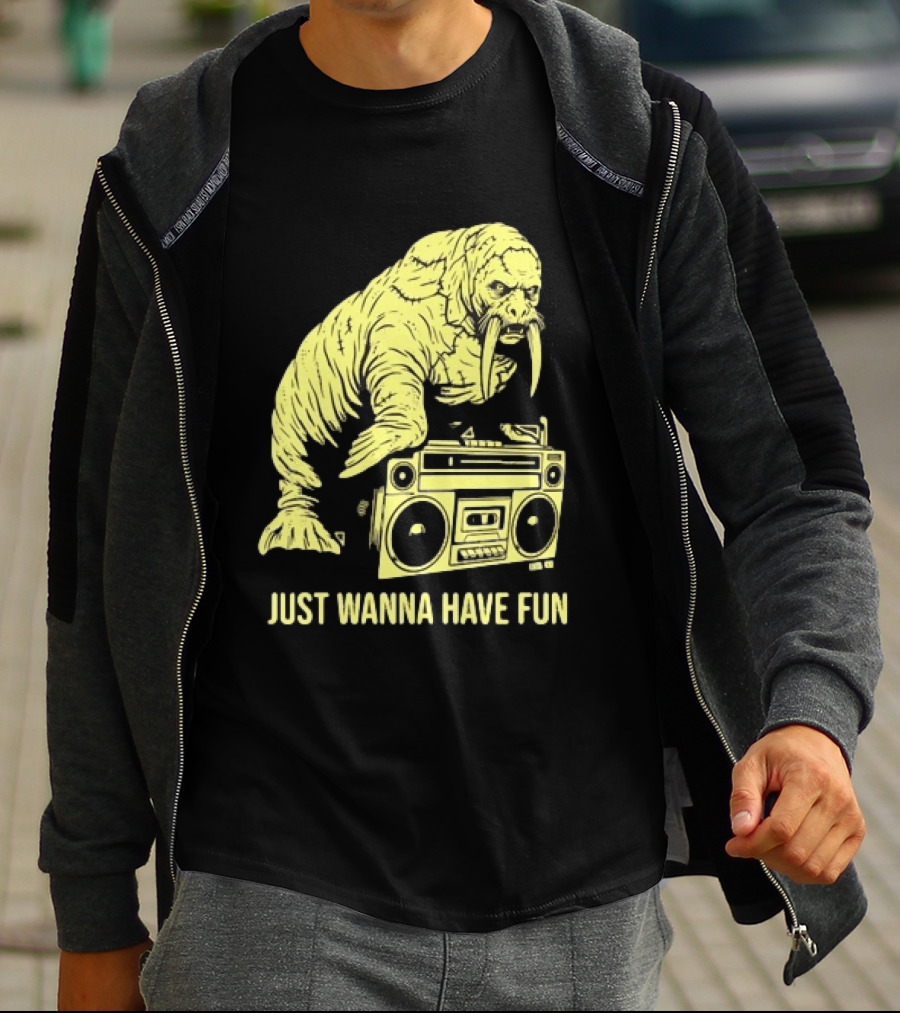 Walrus DJ Just Wanna Have Fun With Boombox T-Shirt