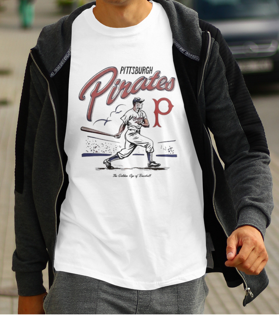 Pittsburgh Pirates Golden Age Scrum Vintage Baseball Player T-Shirt