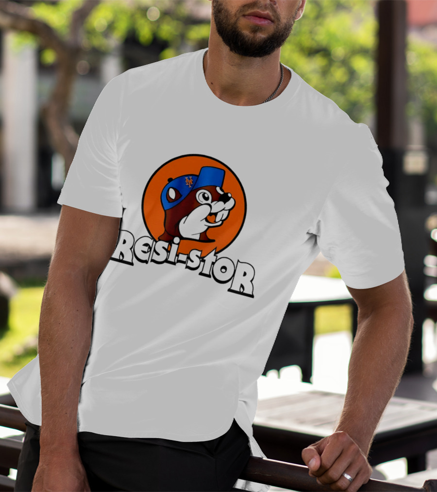New York Mets Buc Ee's Resi Stor Beaver Blue Cap T-Shirt
