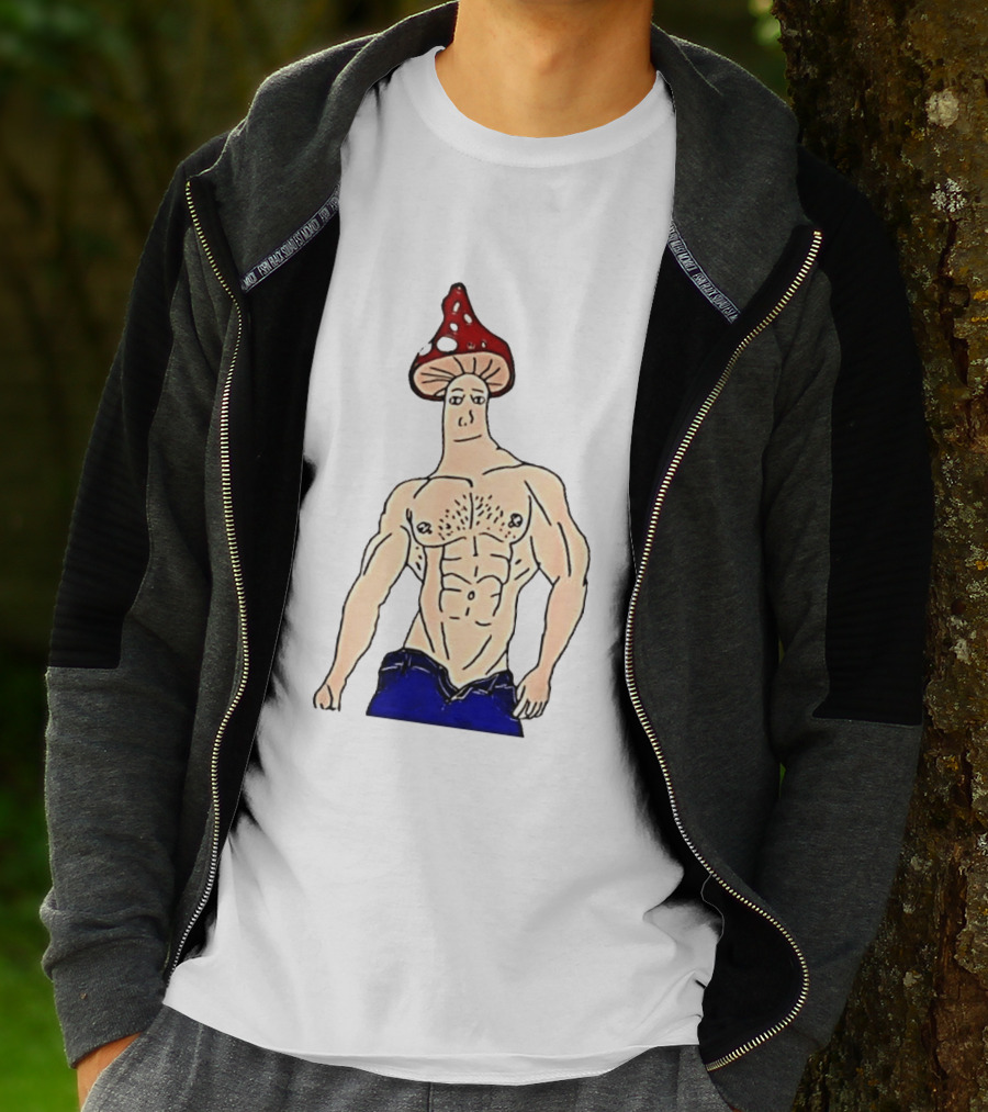 Wojak Shroomjak Buff Gym Meme Mushroom Head T-Shirt