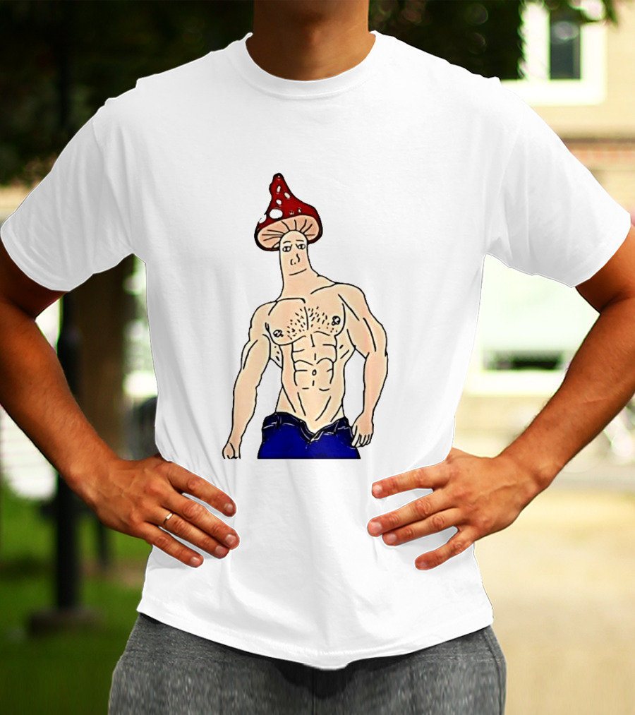 Wojak Shroomjak Buff Gym Meme Mushroom Head T-Shirt