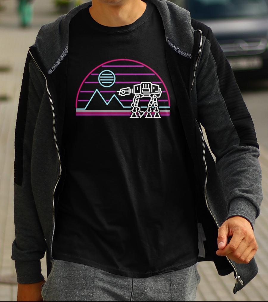 AT AT Walker On Hoth Neon Sign Scene T-Shirt