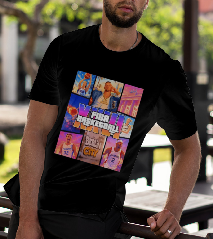 FIBA Basketball XXVII Berlin City Caitlin Clark USA Victor Wembanyama France Shai Gilgeous Alexander Canada T-Shirt