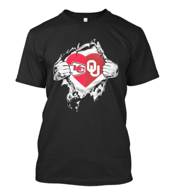 Chiefs X Sooners It's In My Heart Kansas City Oklahoma Football Fan Collaboration T-Shirt