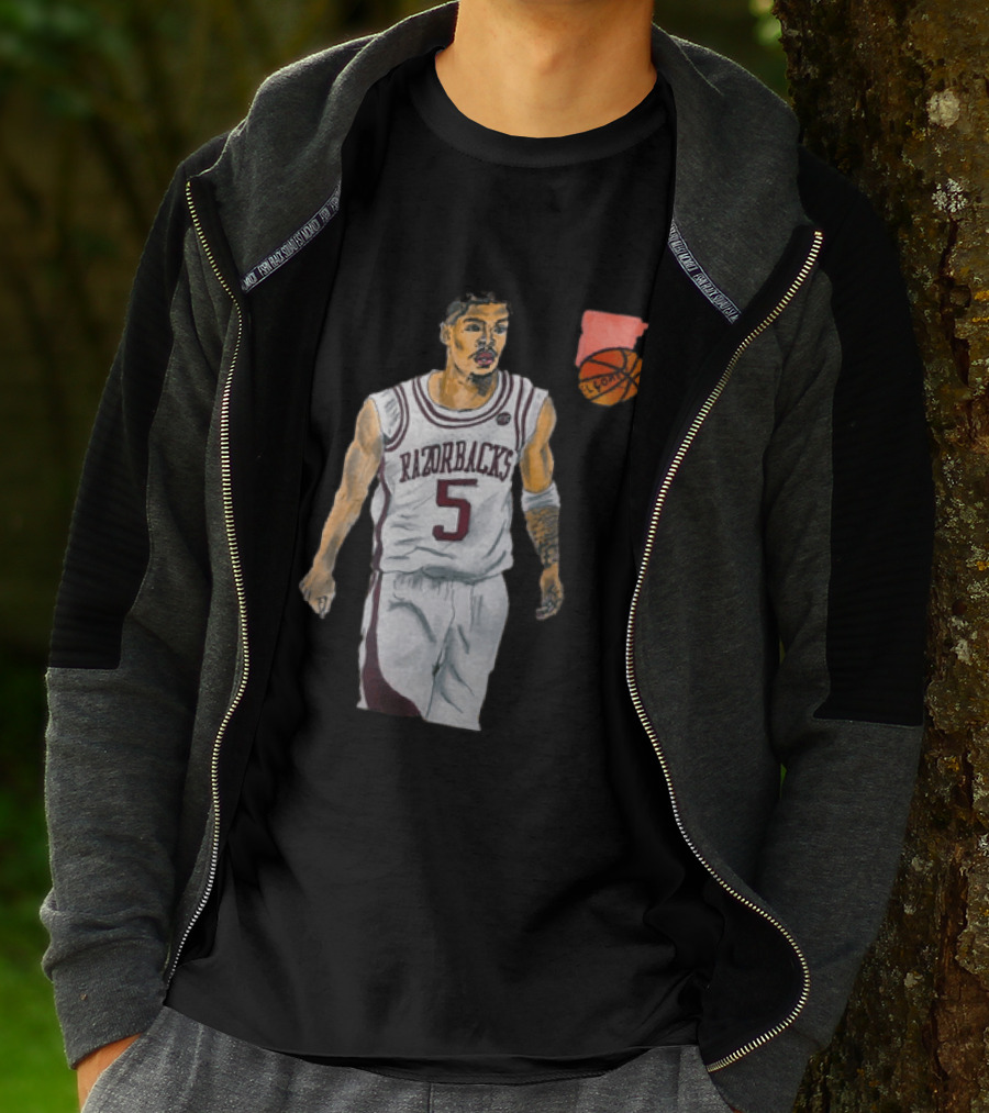 Razorbacks Number 5 Basketball Player Artwork Exclusively D To The A T-Shirt
