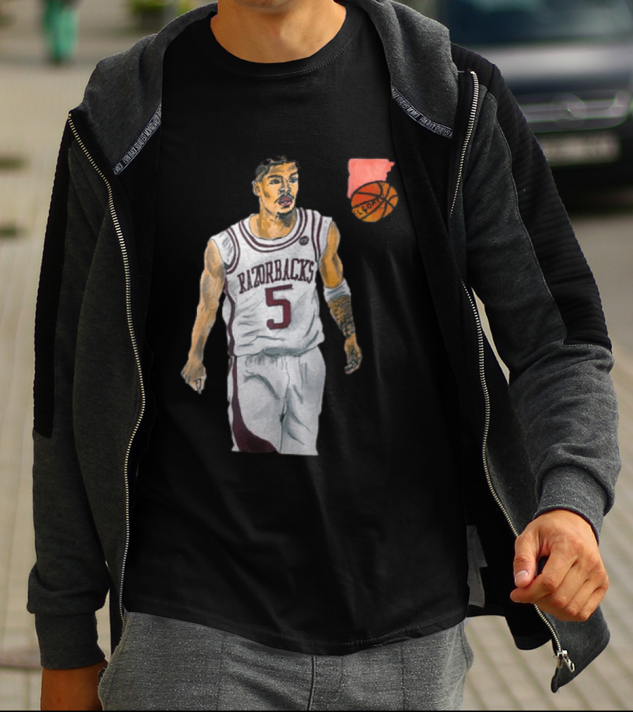 Razorbacks Number 5 Basketball Player Artwork Exclusively D To The A T-Shirt