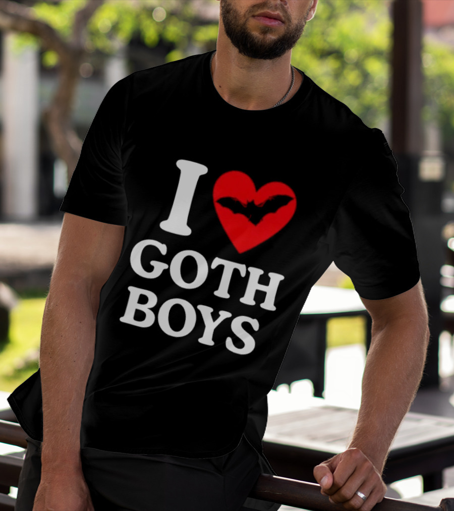 I Love Goth Boys Heart Bat T-Shirt