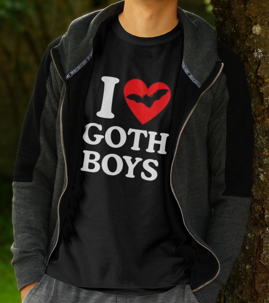 I Love Goth Boys Heart Bat T-Shirt