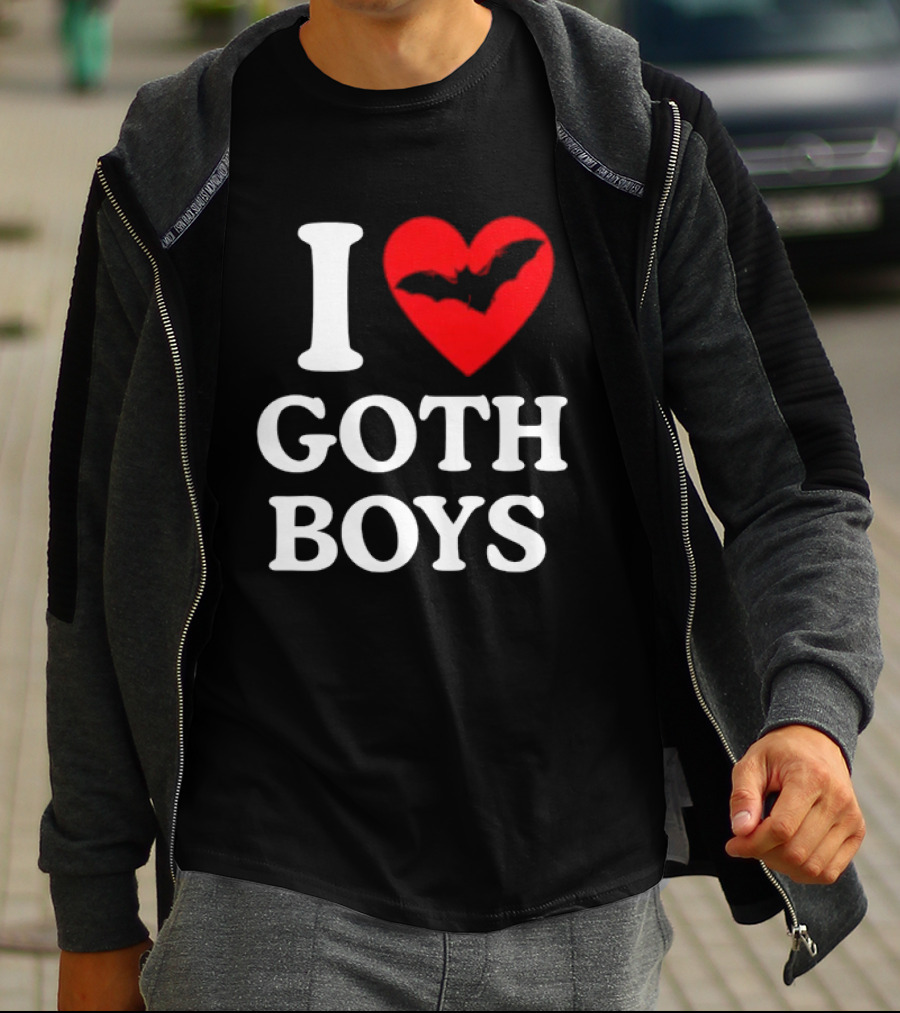 I Love Goth Boys Heart Bat T-Shirt