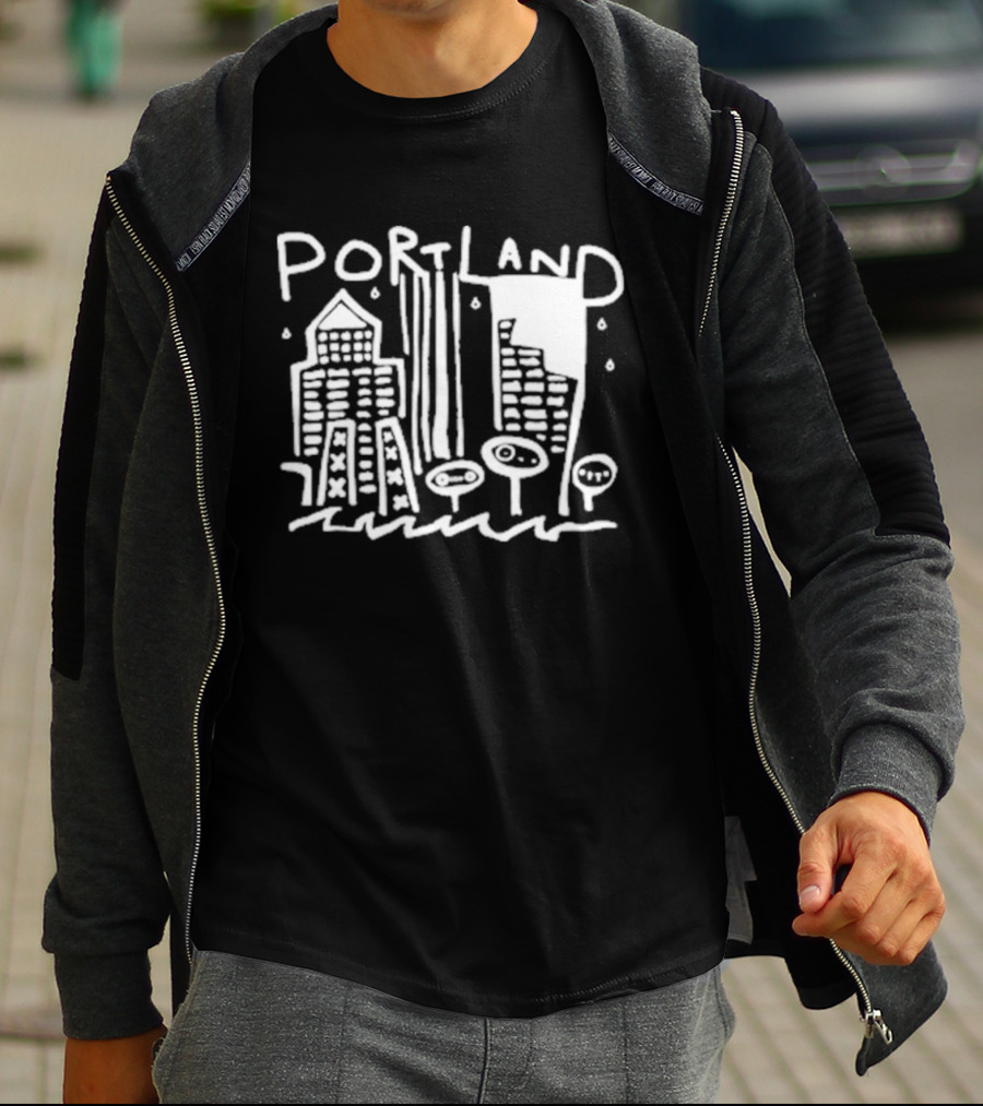 Portland Oregon Sketch Cityscape Drawing T-Shirt