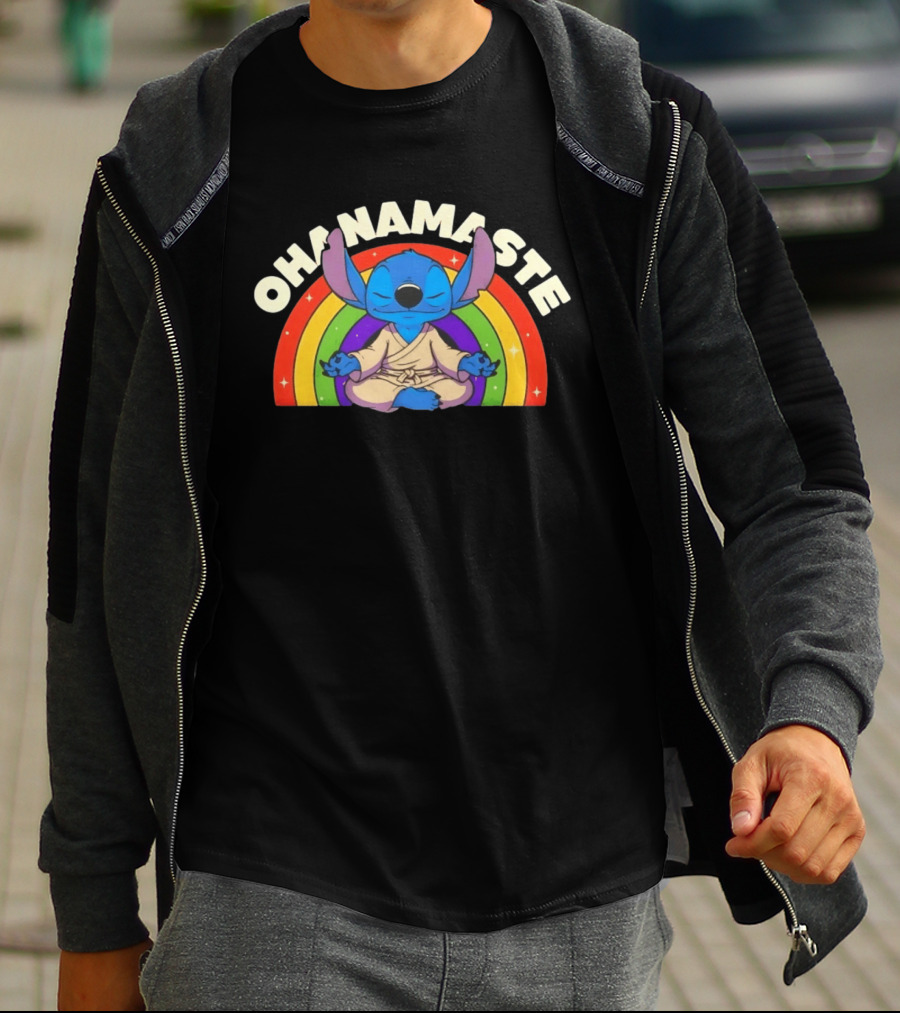 Stitch Ohana Namaste Rainbow Ohanamaste Meditation T-Shirt
