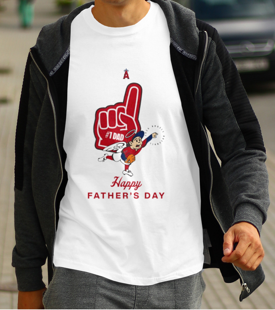 Happy Father's Day 2026 Los Angeles Angels Baseball Fan Foam Finger T-Shirt