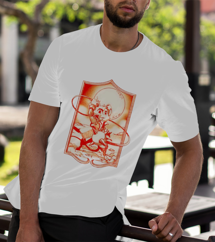 Biker Mice From Mars Throttle Wielding Flail Against Moonlit Backdrop T-Shirt