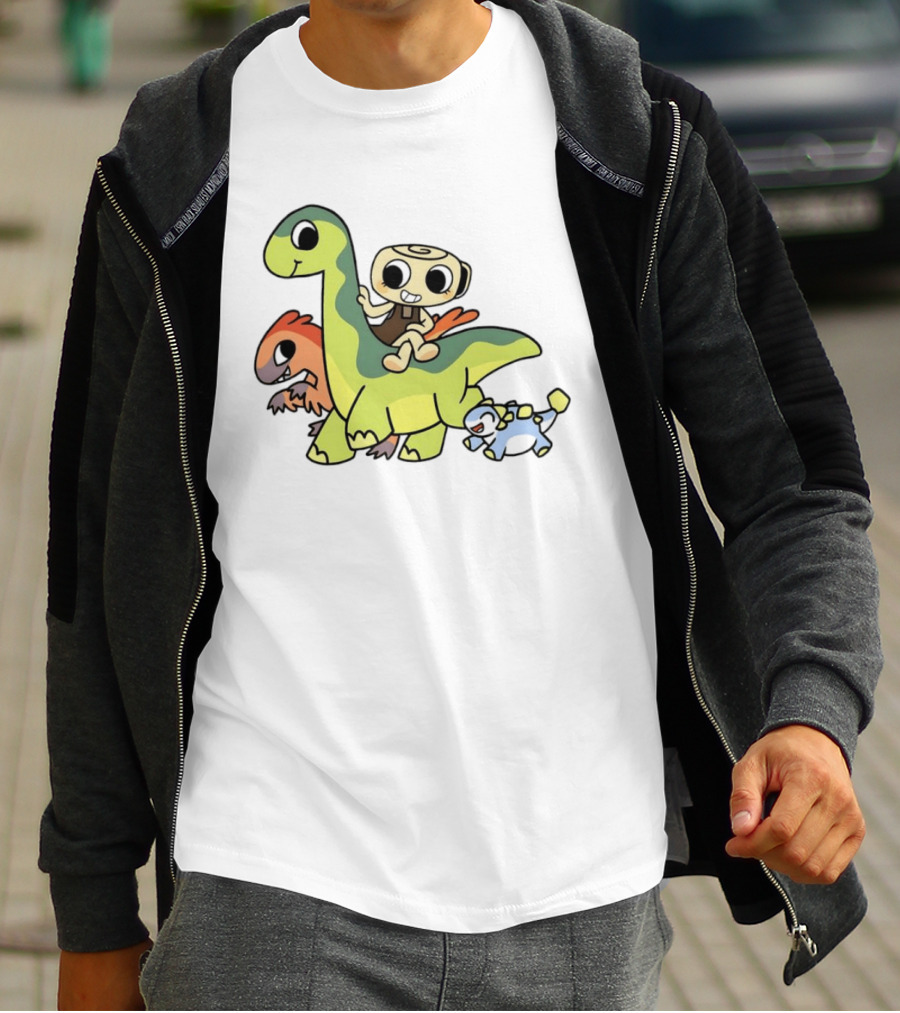Cinnamon Roll Riding Dinosaurs Cute Cartoon Characters T-Shirt