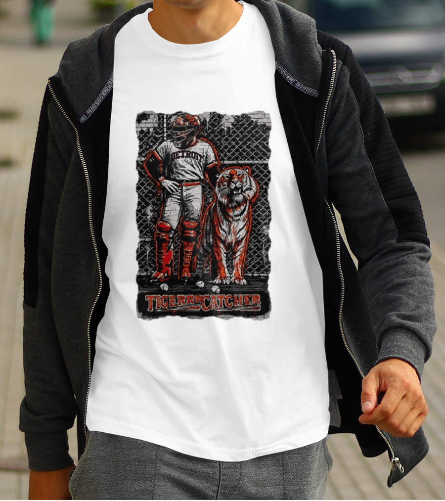 Detroit Tigerrcatcher Baseball Apparel Tiger & Catcher T-Shirt
