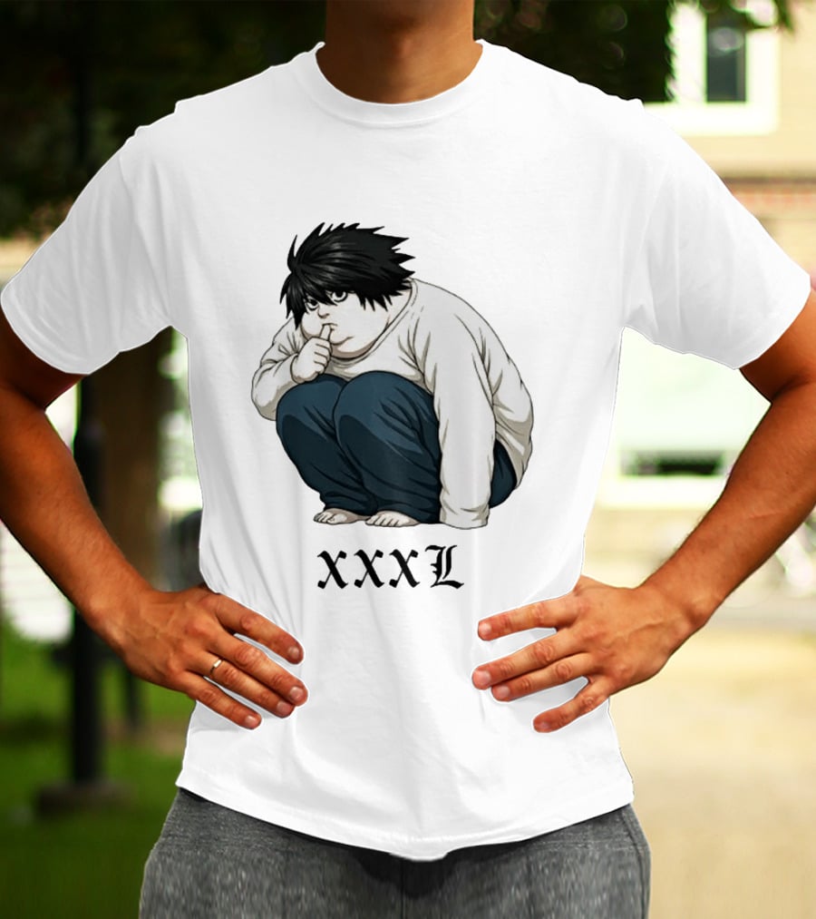 L Lawliet Xxxl Meme Anime Character Sitting Pose T-Shirt