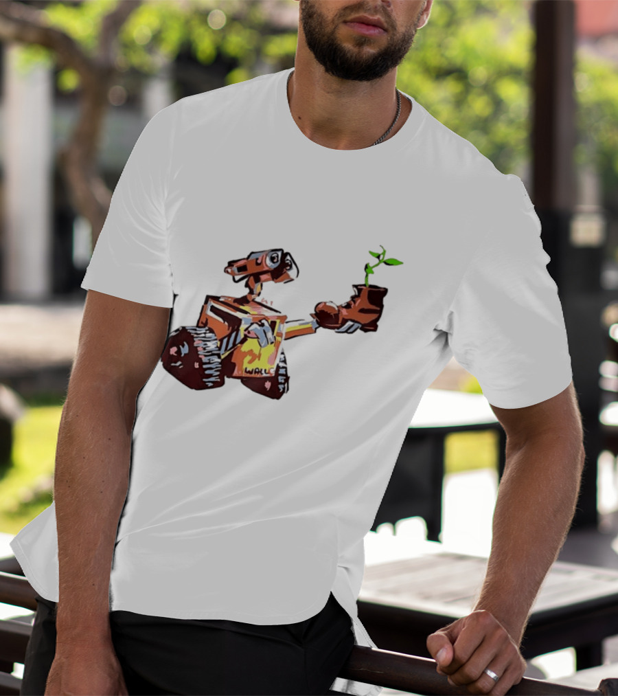 Pixar WALL E Holding Boot With Plant Iconic Scene T-Shirt