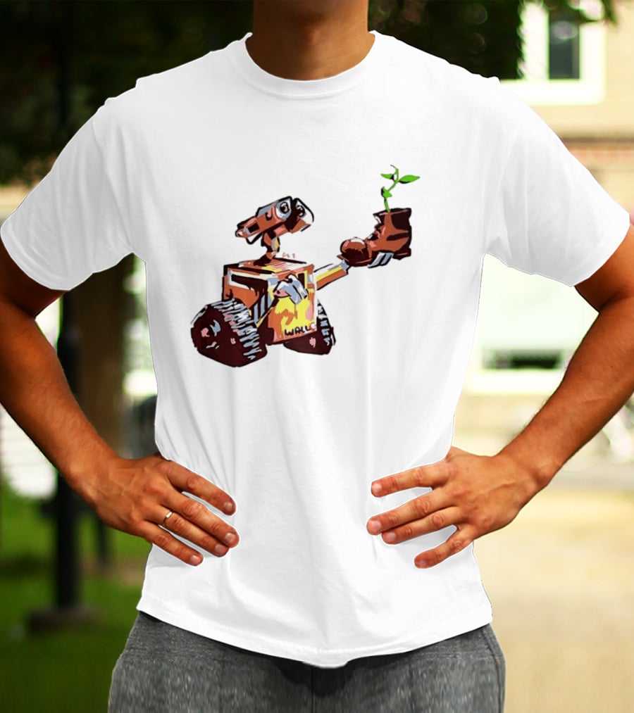 Pixar WALL E Holding Boot With Plant Iconic Scene T-Shirt