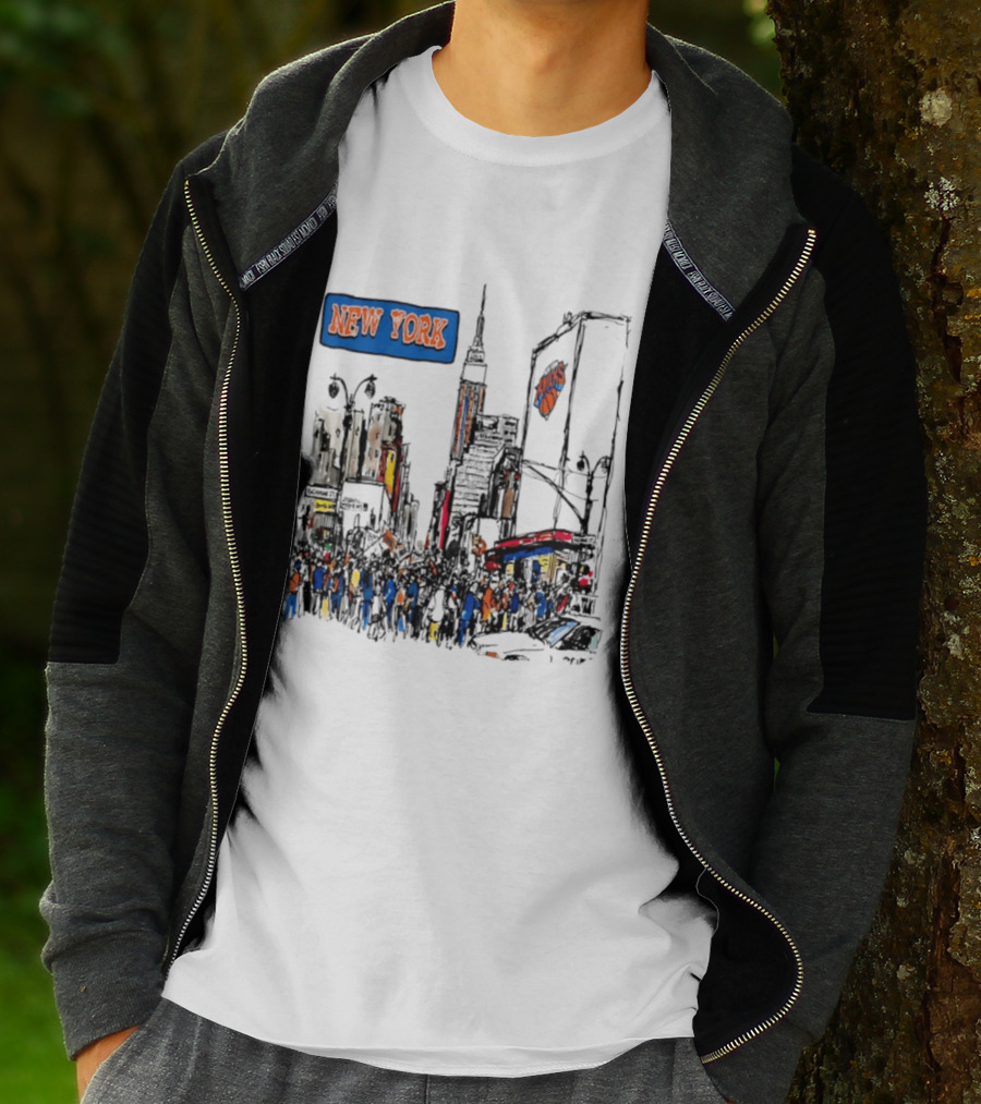 New York Knicks NBA City Skyline Street Scene Basketball Team T-Shirt