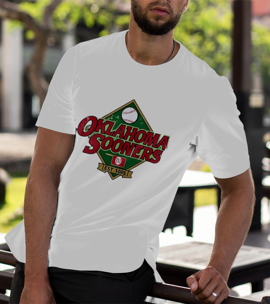 Oklahoma Sooners NCAA Baseball Est 108S Red Green Sports T-Shirt