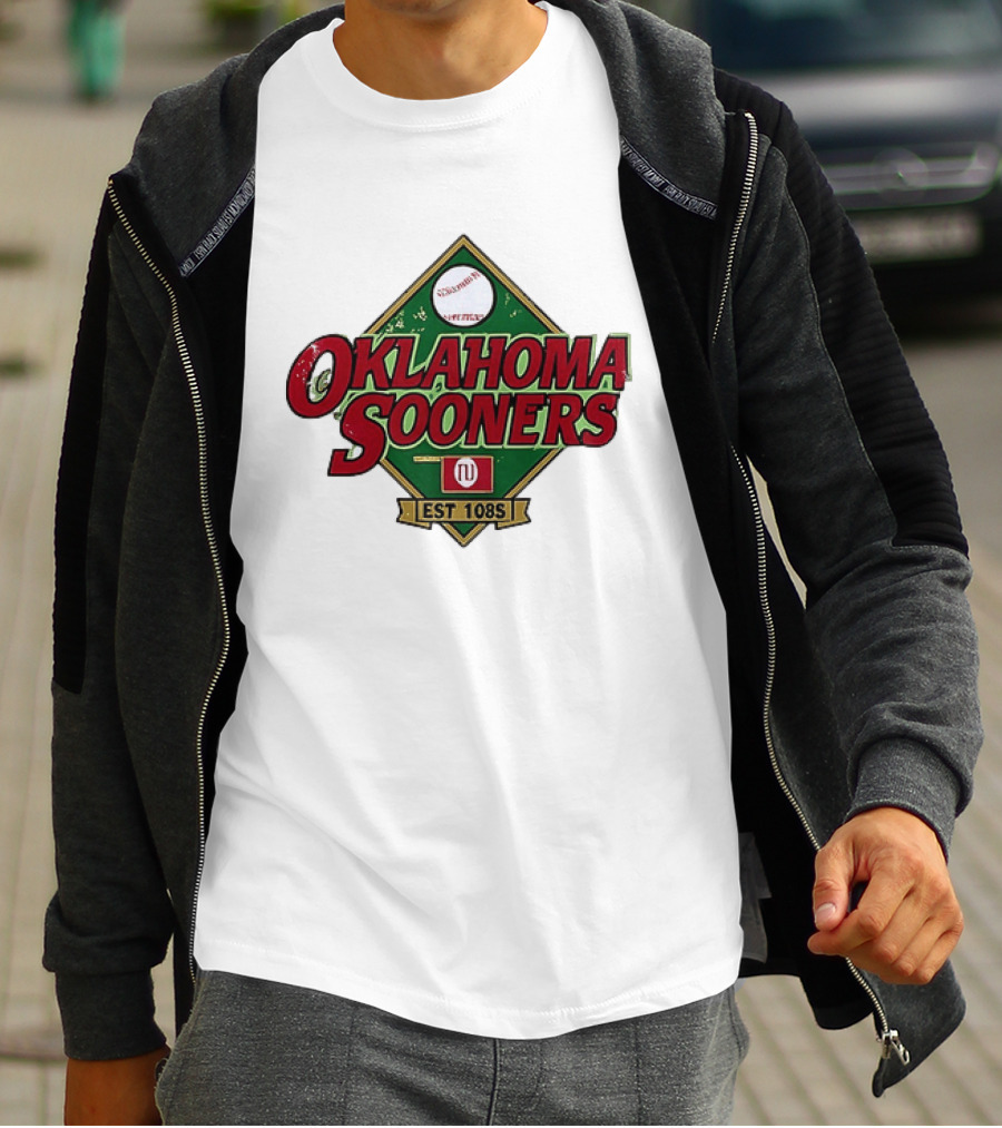 Oklahoma Sooners NCAA Baseball Est 108S Red Green Sports T-Shirt