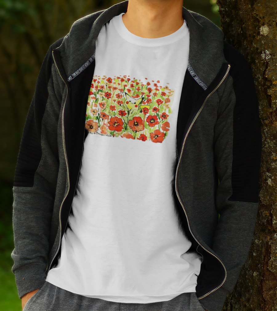 Pikachu Pokemon Everlasting Ash Floral Field T-Shirt