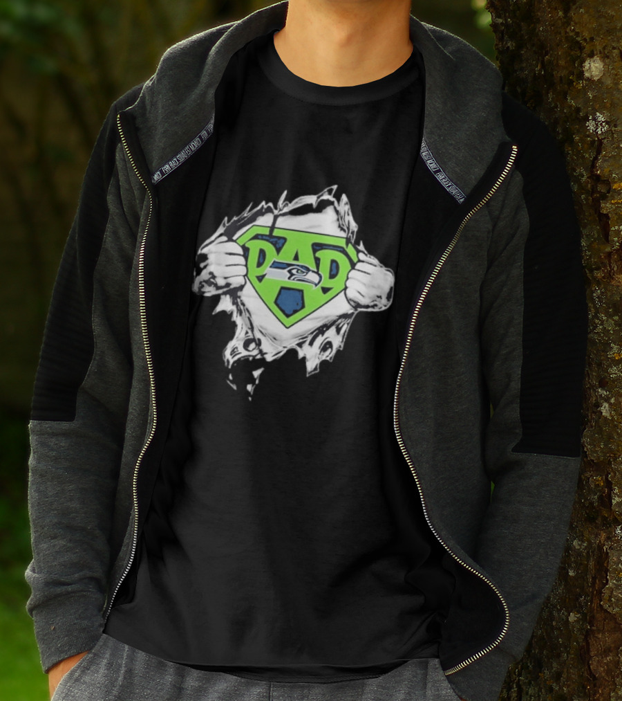 Seattle Seahawks Super Dad Ripped Chest DAD T-Shirt