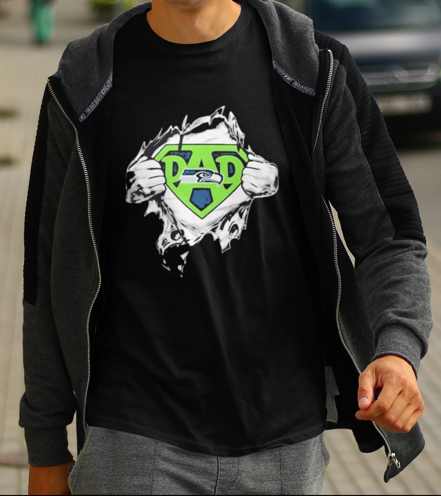 Seattle Seahawks Super Dad Ripped Chest DAD T-Shirt