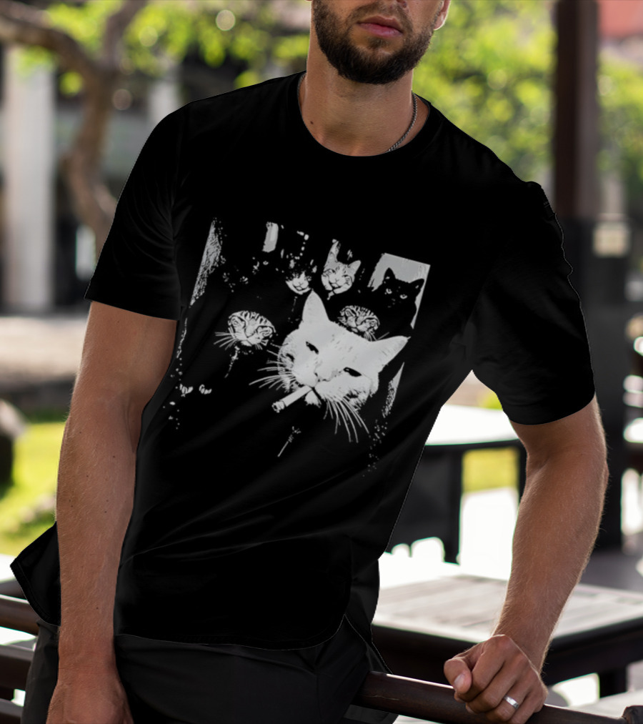 Smoking Cats Street Gang Hardened Feline Crew Members Motorcycle Club T-Shirt