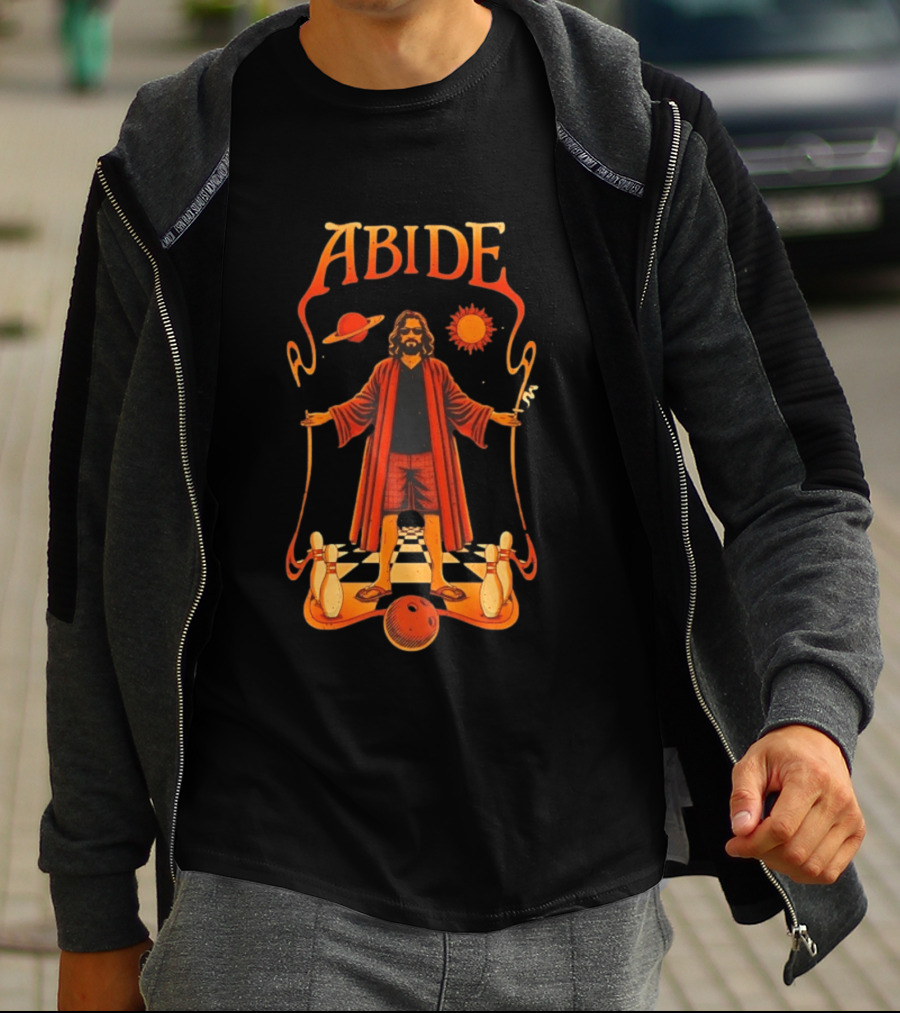 The Big Lebowski Abide Dude Bowling Solar System T-Shirt