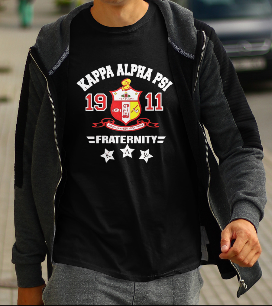 Kappa Alpha Psi Fraternity 1911 Crimson And Cream Crest With Stars T-Shirt